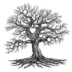 Wall Mural - Yggdrasil World tree Black and White . Tree of life Yggdrasil tattoo