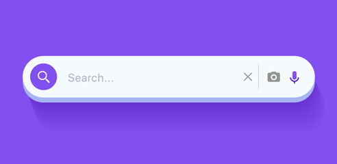 Leinwandbilder - Search Bar with suggestions for UI UX design and web site. Search Address and navigation bar icon. Collection of search form templates for websites. Search engine web browser window template.