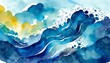 Darstellung von Wellen mittels Wasserfarben. KI. Ai. Hintergrund. Wallpaper