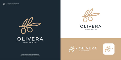 Wall Mural - Abstract olive branch logo design inspiration