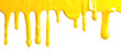Leinwandbild Motiv Flowing, trickling colorful yellow paint on a transparent background. Generative AI