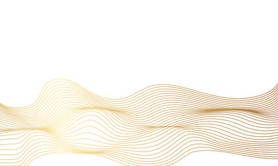 Poster - Vector abstract golden wavy, curve and ocean flowing dynamic lines isolated on transparent background. wavy ocean curve lines background. Design for banner, flyer, cover, technology, science, brochure