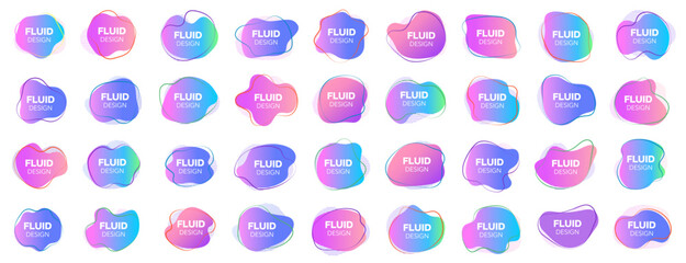 Fluid blob geometric form. Abstract aqua spot with gradient or dynamic color