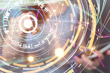 Leinwandbilder - Digital technology background. Network connection dots and lines.