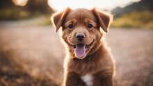 Golden Retriever Dog Happy Smiling Bordeaux Puppy Dog. Isolated 