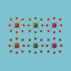 Poster - Pixel art stroke sets icon of circle virus variation color.virus icon on pixelated style. 8bits perfect for game asset or design asset element for your game design. Simple pixel art icon asset.