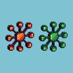 Poster - Isometric Pixel art 3d of virus circle icon for items asset. virus circle icon on pixelated style.8bits perfect for game asset or design asset element for your game design asset.
