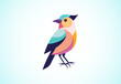 Geometric multi colored bird. Bird logo design vector illustration