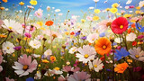 Fototapeta Do pokoju - Colorful blooming flowers background