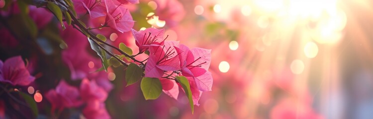 Wall Mural - beautiful bougainvillea with fuchsia flowers at mediterranean