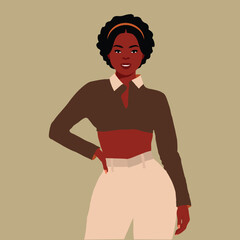 Stylish afro black woman in elegant art style vector