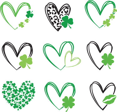 Vector Shamrock Hearts