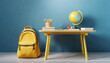 School desk with school yellow accessory