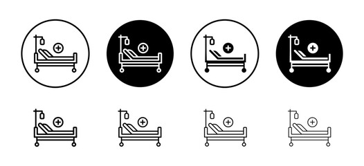 Wall Mural - Hospital bed vector icon set collection. Hospital bed Outline flat Icon.