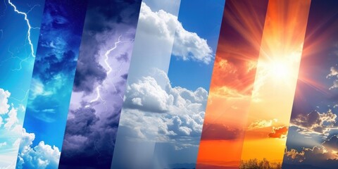 weather forecast collage concept various weather conditions