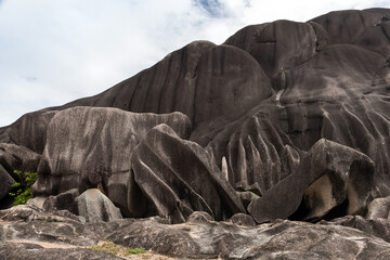 Giant Union Rock. Landmark of La Digue island, Seychelles