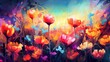Colorful abstract flower meadow illustration , generated by AI