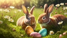 Easter Bunny With Easter Eggs 