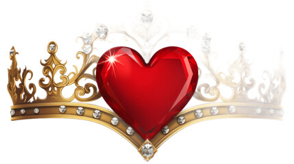 Wall Mural - Crown and Heart. Isolated on a white background png like