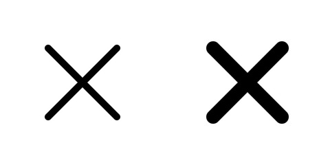 Vector cross multiply close remove mark icon. Black, white background. Perfect for app and web interfaces, infographics, presentations, marketing, etc.