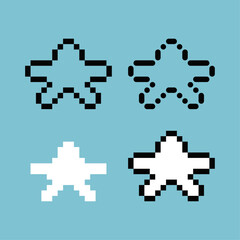 Poster - Pixel art outline sets icon of star variation color. Star icon on pixelated style. 8bits perfect for game asset or design asset element for your game design. Simple pixel art icon asset.