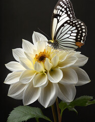 Wall Mural - fiore con farfalla macro 