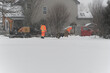 Winter communication repair under falling snow