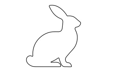 Wall Mural - Rabbit outline. Easter Bunny. Isolated on white background. A simple black icon of hare. Cute animal. Perfect for logo, emblem, pictogram, print, design element for greeting card, invitation