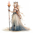 fairy tale princess with staff for games