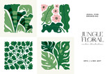 Fototapeta Dziecięca - Floral abstract elements. Tropical Botanical composition. Modern trendy Matisse minimal style. Floral poster, invite. Vector arrangements for greeting card or invitation design
