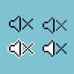 Poster - Pixel art outline sets icon of mute variation color.mute sound icon on pixelated style. 8bits perfect for game asset or design asset element for your game design. Simple pixel art icon asset.