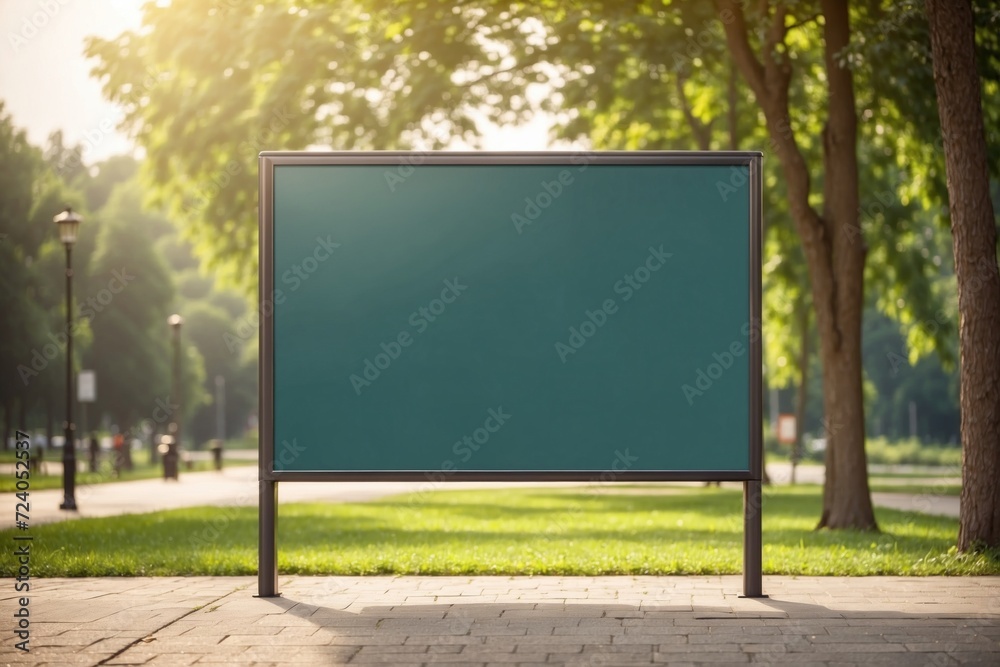 Mockup of Blank digital signboard on roadside, nature city park ...