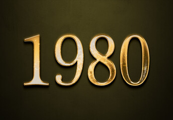 Sticker - Old gold effect of year 1980 with 3D glossy style Mockup.