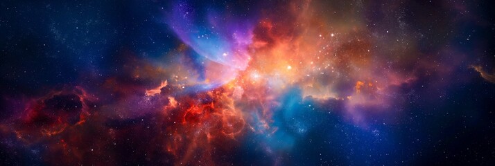 Wall Mural - beautiful outer space background with colorful nebula - ai generated