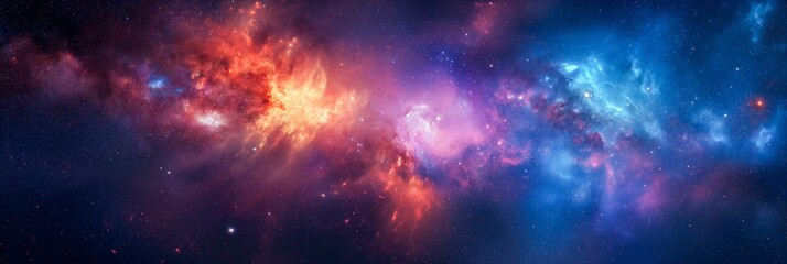 Wall Mural - beautiful outer space background with colorful nebula - ai generated