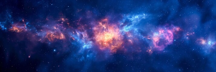 Wall Mural - beautiful outer space background with colorful nebula - ai generated