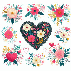 Wall Mural - heart of flowers