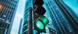 © Cabon Creations - Un feu vert de signalisation dans un quartier d'affaires