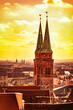 A panorama of the rooftops of Nurenberg, Germany. Sunset
