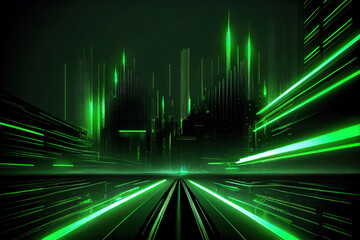 Aufkleber - glow neon green flare lights, streak abstract futuristic background