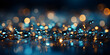 Abstract bokeh shimmering blue glitter lights with blurry defocused background
