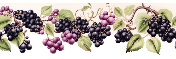 Wall Mural - Ripe juicy grapes on white background