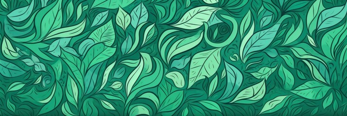 Wall Mural - green random hand drawn patterns, tileable, calming colors vector illustration pattern 