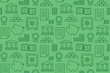 © chrupka - green seamless pattern with money, economics, investment related icons- vector illustration