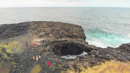 Canvas Print - Pont Naturel, Mauritius Island. Beautiful arch rock formation from a drone viewpoint