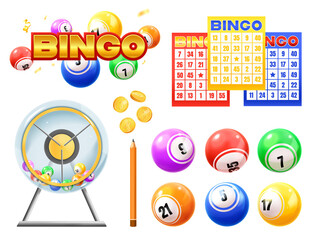 Poster - Realistic 3d bingo items set