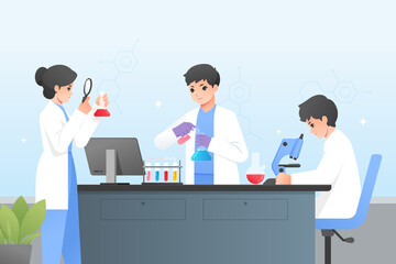 Canvas Print - Science lab illustration in flat design