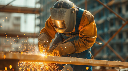 Welder at work with torch