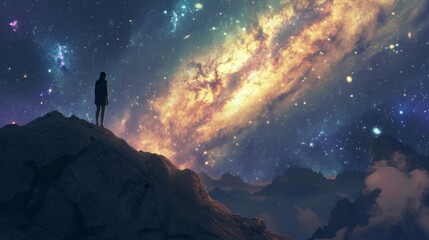 Wall Mural - majestic spiral galaxy with many colors in the universe in high resolution