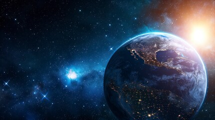 Wall Mural - planet earth in high resolution with stars background